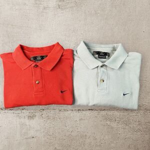 Vintage Nike Golf Polo Medium Lot Of 2 Single Swoosh Orange Green Bundle Y2K
